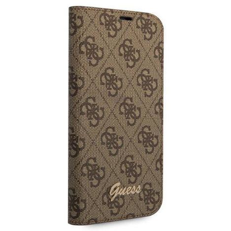 Guess 4G Metal Camera Outline Booktype Case - Etui iPhone 14 Pro Max (brązowy)