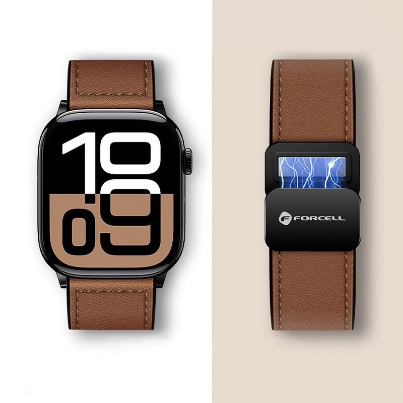 Pasek do Apple Watch Forcell F-Design FA21 skóra ekologiczna 42 / 44 / 45 / 49 mm czarny