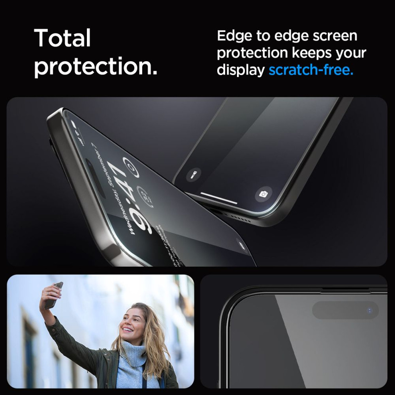 SZKŁO HARTOWANE SPIGEN GLAS.TR ”EZ FIT” FC IPHONE 15 PRO MAX BLACK