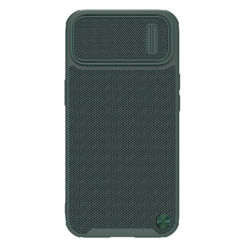 Nillkin Textured S Case für iPhone 14, gepanzerte Hülle mit Kameraabdeckung, grün