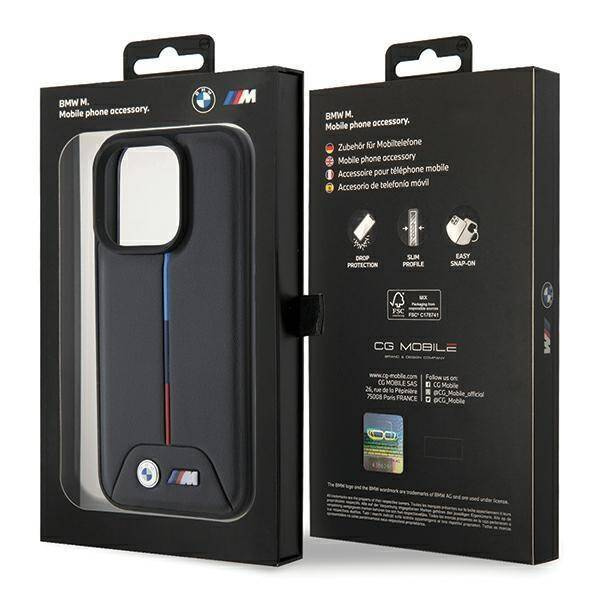 BMW Quilted Tricolor - Etui iPhone 15 Pro (czarny)