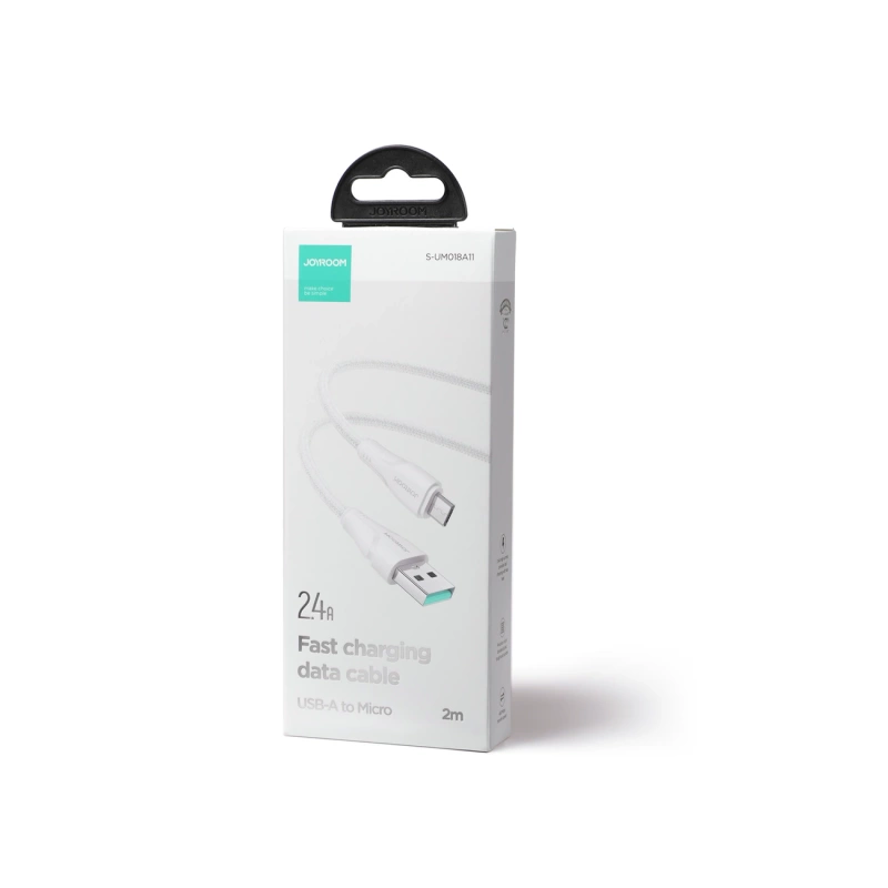 Joyroom USB cable - micro USB 2.4A Surpass Series for fast charging and data transfer 2 m white (S-UM018A11)
