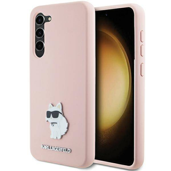 Oryginalne Etui KARL LAGERFELD hardcase Silicone Choupette Metal Pin KLHCS24MSMHCNPP do Samsung Galaxy S24 Plus różowy