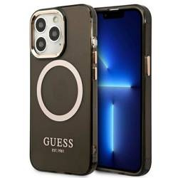 Original Case IPHONE 13 PRO Guess Hard Case Gold Outline Translucent MagSafe (GUHMP13LHTCMK) black