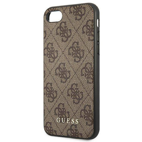 Original Handyhülle IPHONE SE 2022 / SE 2020 / 7 / 8 Guess Hard Case 4G Metal Gold Logo (GUHCI8G4GFBR) braun