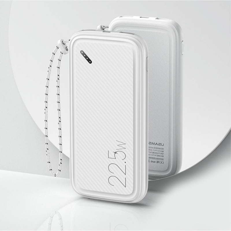 Power Bank 10000mAh PB56 22,5W 2xUSB QC3.0 + USB-C PD + Micro USB Bateria Zewnętrzna Fast Charge Usams US-CD151 biały