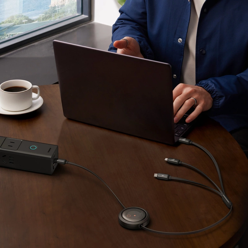 Baseus Free2Draw CB000084 retractable USB-C - Lightning / USB-C / micro USB cable 100W 1.1m - black