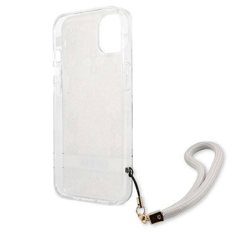 Case IPHONE 13 MINI Guess Hardcase Flower Strap (GUHCP13SHFLSD) gold