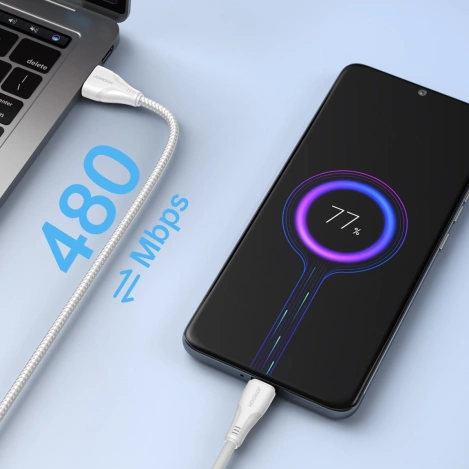 Joyroom USB cable - micro USB 2.4A Surpass Series for fast charging and data transfer 2 m white (S-UM018A11)