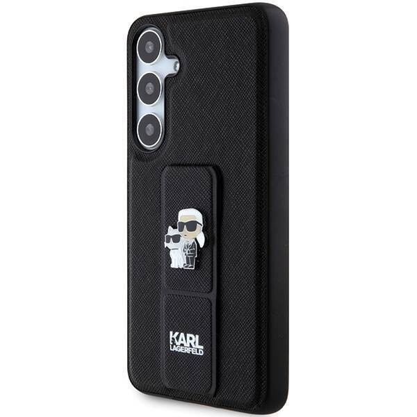 Oryginalne Etui KARL LAGERFELD hardcase Gripstand Saffiano Karl&Choupette Pins KLHCS24MGSAKCPK do Samsung Galaxy S24 Plus czarny