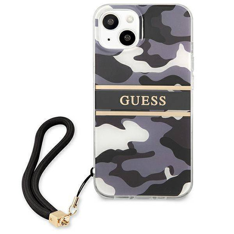 Guess nakładka do iPhone 13 6,1" GUHCP13MKCABBK czarny hard case Camo Strap Collection