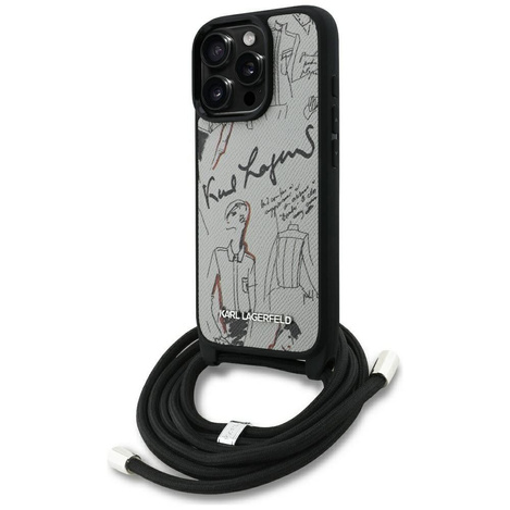KARL LAGERFELD futerał do IPHONE 16 PRO MAX KLHCP16XPGGRMPCG kompatybilny z MagSafe (CRSSBY Grained PU W/ Pattern & Logo) szary