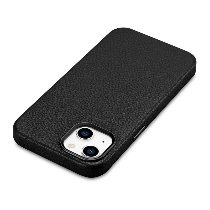 iCarer Litchi Premium Leather Case iPhone 14 Plus Magnetic Leather Case with MagSafe Black (WMI14220711-BK)