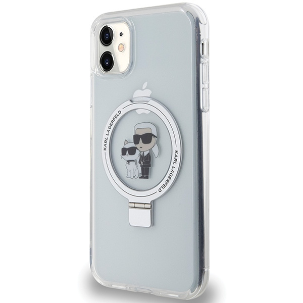 Karl Lagerfeld KLHMN61HMRSKCH iPhone 11 / Xr 6.1&quot; white/white hardcase Ring Stand Karl&amp;Choupette MagSafe