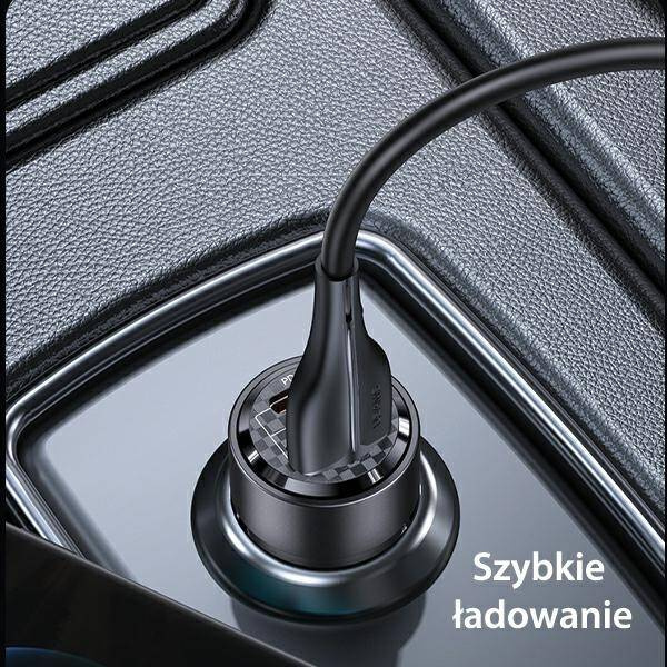 Ładowarka Samochodowa 60W Fast Charge USAMS C39 USB+USB-C fioletowy/purple CC208CC02 (US-CC208)