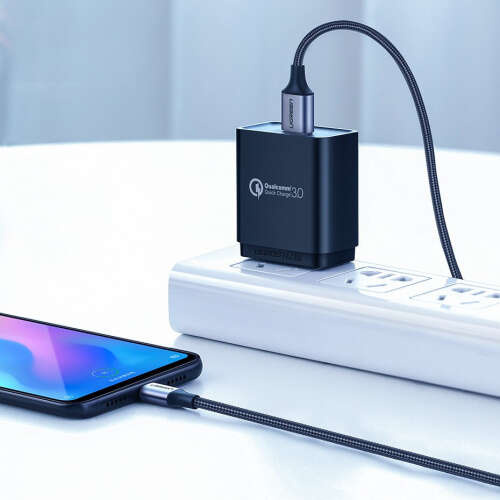 KABEL UGREEN USB-A/USB-C QUICK CHARGE 3.0 3A 1M SZARY