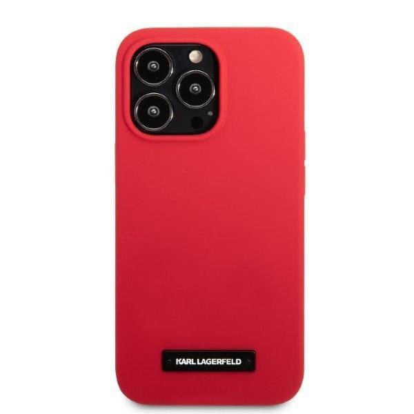 Oryginalne Etui IPHONE 13 PRO Karl Lagerfeld Hardcase Silicone Plaque czerwone