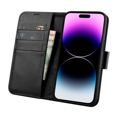 iCarer Wallet Case 2in1 iPhone 14 Pro Leather Flip Cover Anti-RFID black (WMI14220726-BK)
