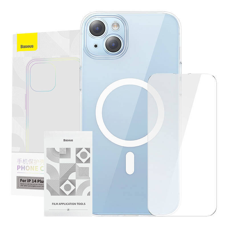 Etui IPHONE 14 PLUS Baseus Crystal Series + Szkło Hartowane transparentne