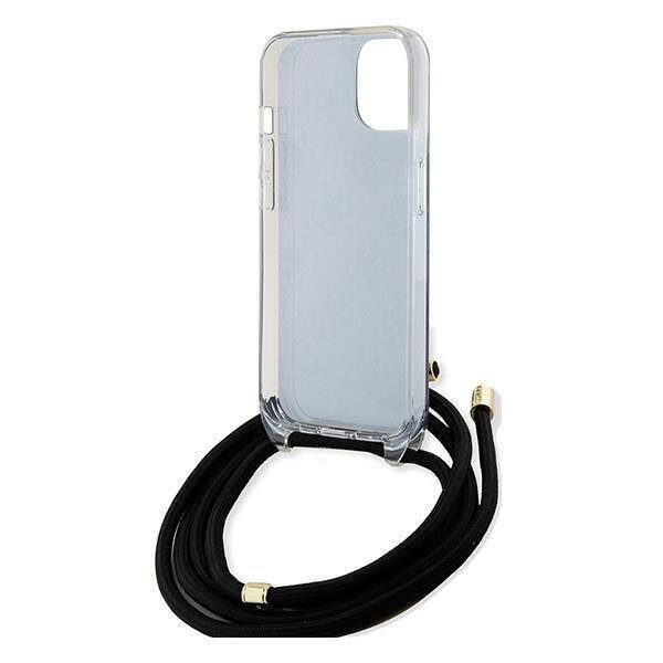 Guess Crossbody Cord 4G Print Hülle für iPhone 15/14/13 – Schwarz