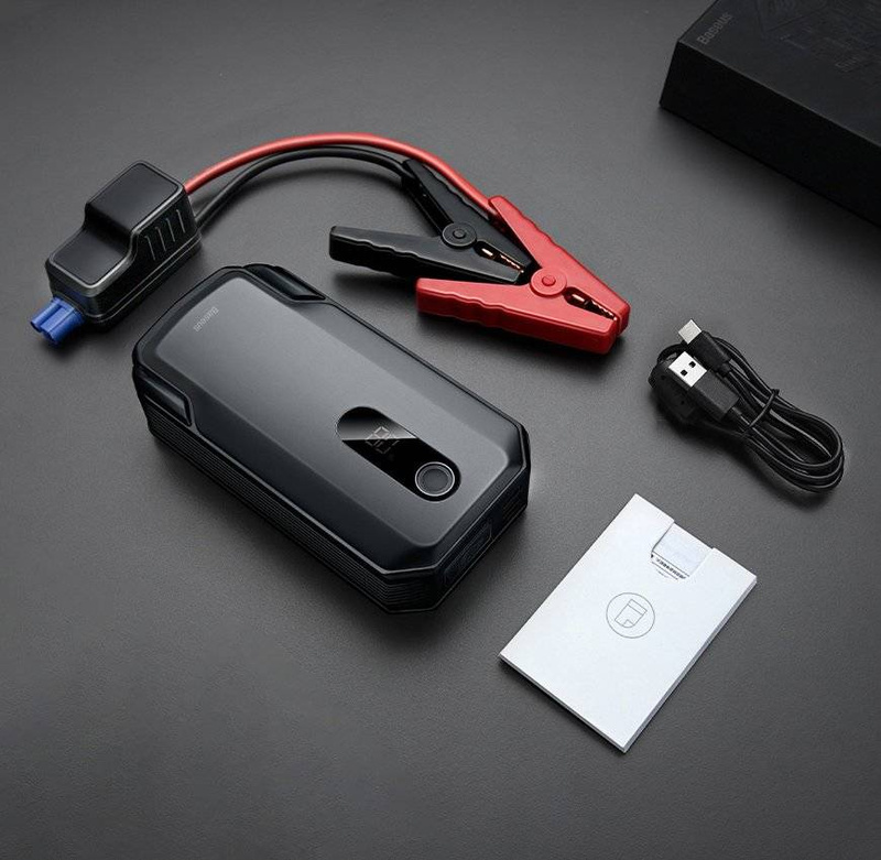 Baseus power bank Power Starter Jump Starter urządzenie rozruchowe booster 2000mAh 12V (2000A / 1000A) + kable krokodylki czarny (CGNL020001)