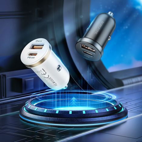 Borofone Ładowarka samochodowa BZ22 Scenery - USB + Typ C - QC 3.0 PD 30W czarna