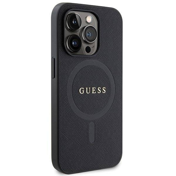 Original Case IPHONE 14 PRO Guess Hardcase Saffiano MagSafe (GUHMP14LPSAHMCK) black