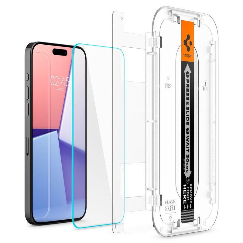 GEHÄRTETES GLAS Spigen GLAS.TR „EZ FIT“ IPHONE 15 PRO KLAR