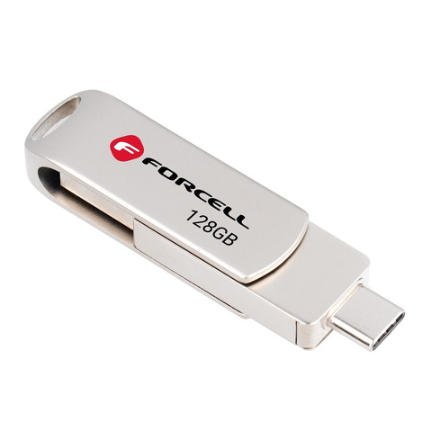 Pendrive 128GB USB 3.2 Gen 1 (USB A / USB C) Forcell F-Data Metal Duo srebrny
