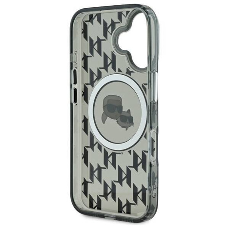 Karl Lagerfeld nakładka do iPhone 16 6,1" KLHMP16SHMCKMHK czarna Hardcase IML Monogram Karl&Choupette Head MagSafe