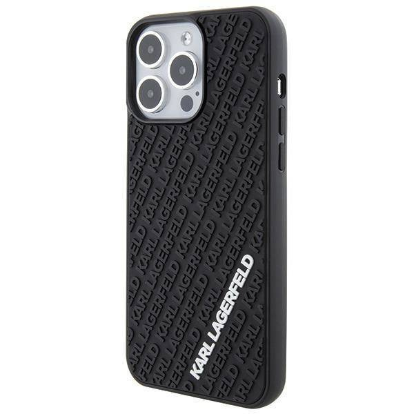 Karl Lagerfeld 3D Rubber Multi Logo Hülle für iPhone 15 Pro Max – Schwarz