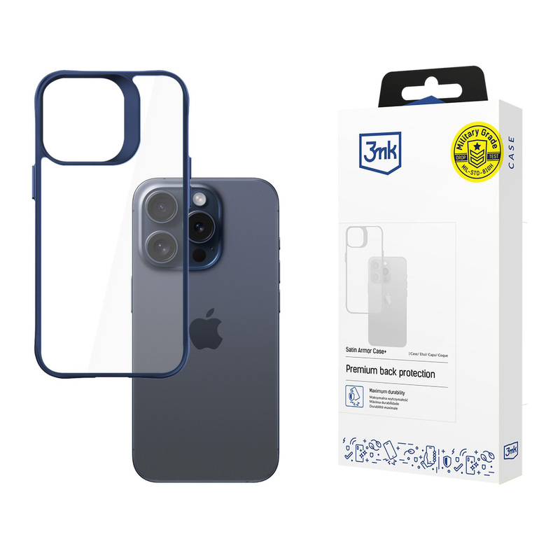 3MK Satin Armor Case+ iPhone 15 Pro niebieski/blue