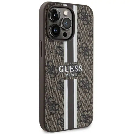 Guess GUHMP13LP4RPSW iPhone 13 Pro / 13 6,1&quot; braun/braunes Hardcase 4G bedruckte Streifen MagSafe