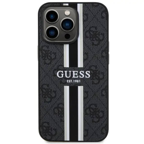Guess GUHMP13LP4RPSK iPhone 13 Pro / 13 6.1&quot; black/black hardcase 4G Printed Stripes MagSafe