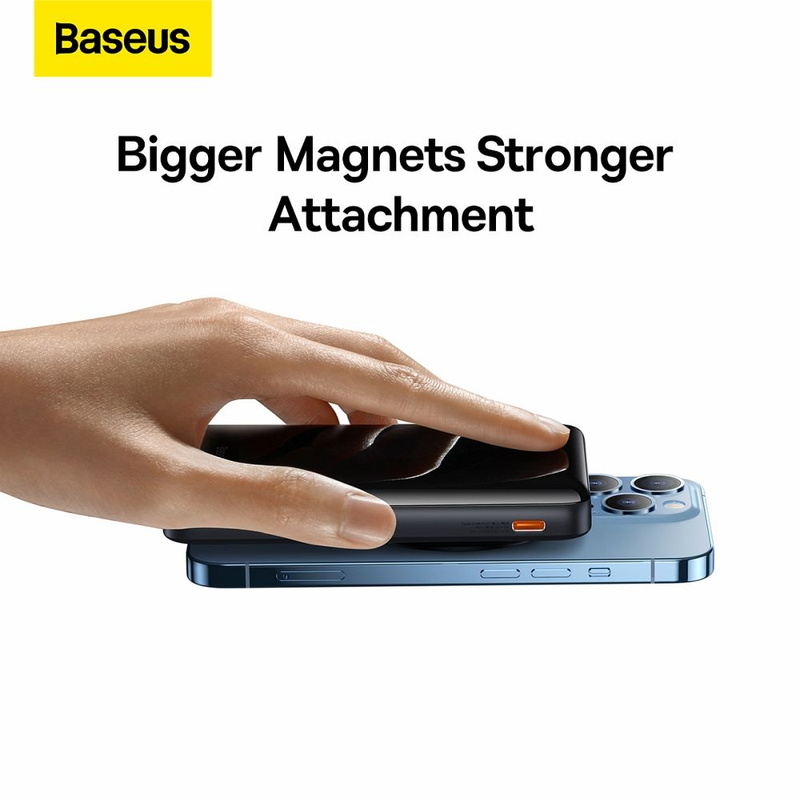 Baseus Magnetic Bracket powerbank z bezprzewodowym ładowaniem MagSafe 10000mAh 20W Overseas Edition niebieski (PPCX000203) + kabel USB Typ C Baseus Xiaobai Series 60W 0,5m