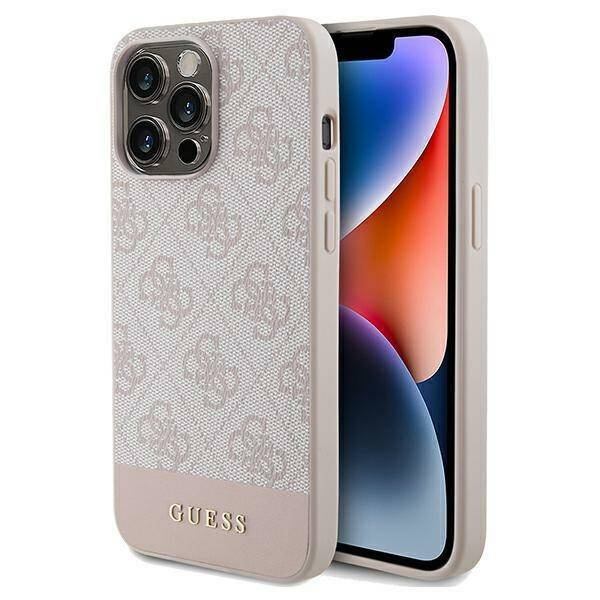 Oryginalne Etui GUESS hard case 4G Stripe Collection GUHCP14LG4GLPI do Iphone 14 Pro różowy