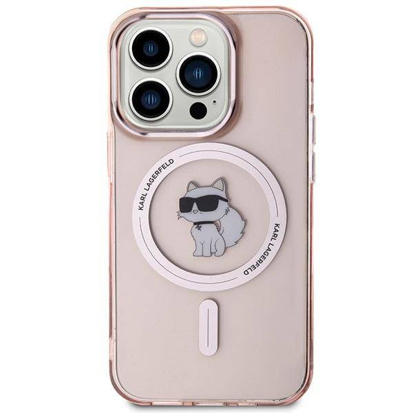Karl Lagerfeld IML Choupette MagSafe Hülle für iPhone 15 Pro Max – Rosa