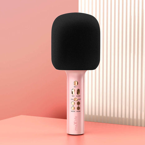 Maxlife mikrofon z głośnikiem Bluetooth MXBM-600 różowy