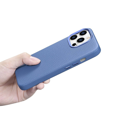 iCarer Case Leather genuine leather case for iPhone 14 Pro hellblau (WMI14220710-LB) (MagSafe compatible)