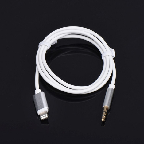 Adapter HF/audio do iPhone Lightning 8-pin do Jack 3,5mm biały kabel (męski)