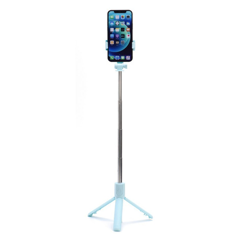Zestaw / uchwyt selfie z pilotem na bluetooth tripod + LED niebieski R1