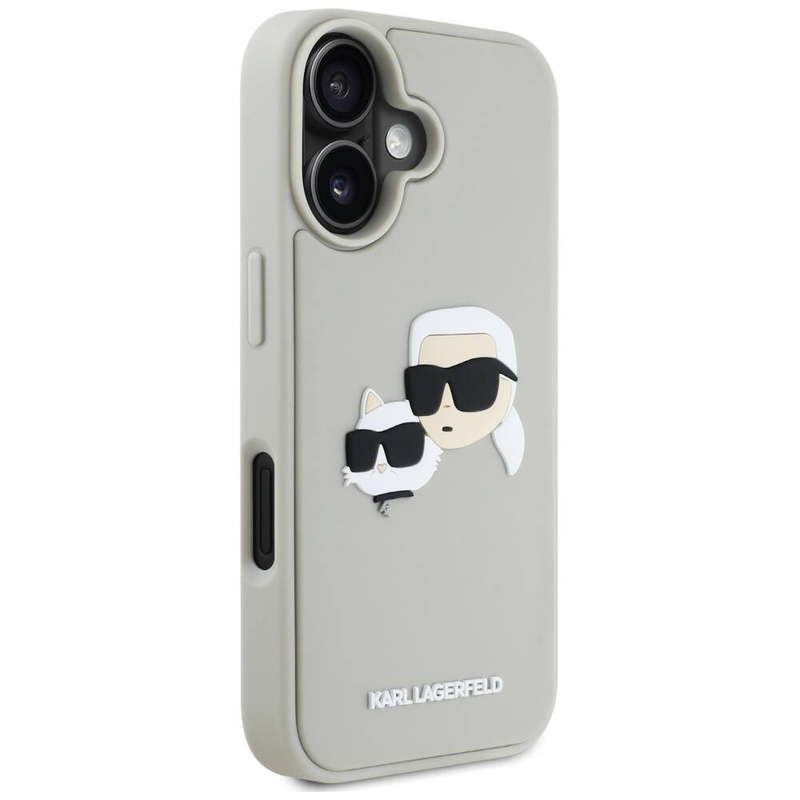 Etui IPHONE 16 Karl Lagerfeld HC 3D Rubber Double Heads beżowe