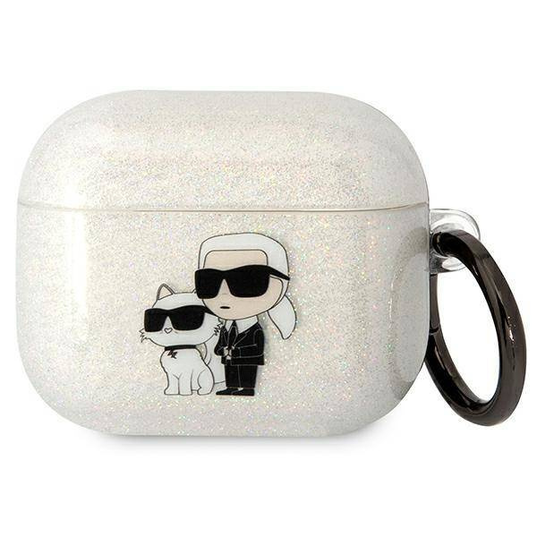 Original Handyhülle APPLE AIRPODS 3 Karl Lagerfeld Gliter Karl&Choupette (KLA3HNKCTGT) transparent
