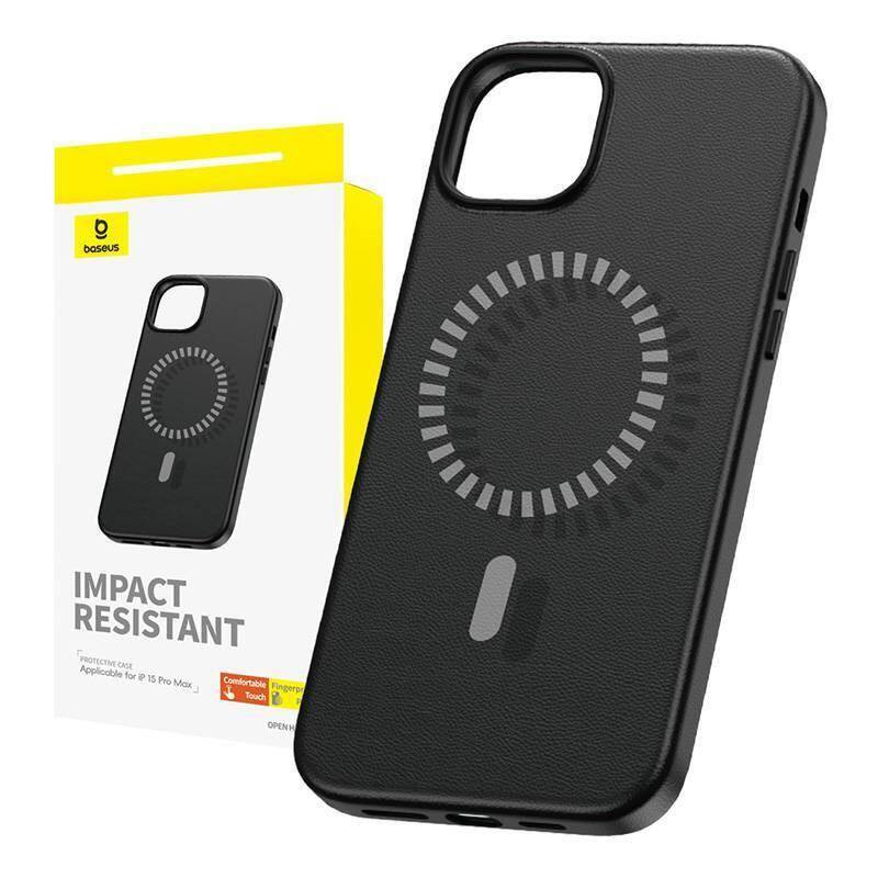 Case APPLE IPHONE 15 PRO MAX Baseus Fauxther Series MagSafe black