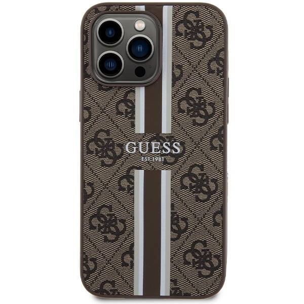 Guess 4G Printed Stripes MagSafe-Hülle für iPhone 15 Pro Max – braun