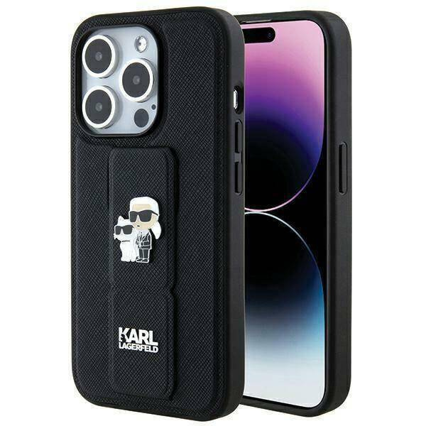 Karl Lagerfeld nakładka do iPhone 14 Pro 6,1&quot; KLHCP14LGSAKCPK HC GRIPSTAND SAFFIANO KC PINS czarna