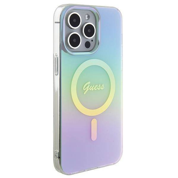 Guess IML Iridescent MagSafe Hülle für iPhone 15 Pro – Türkis