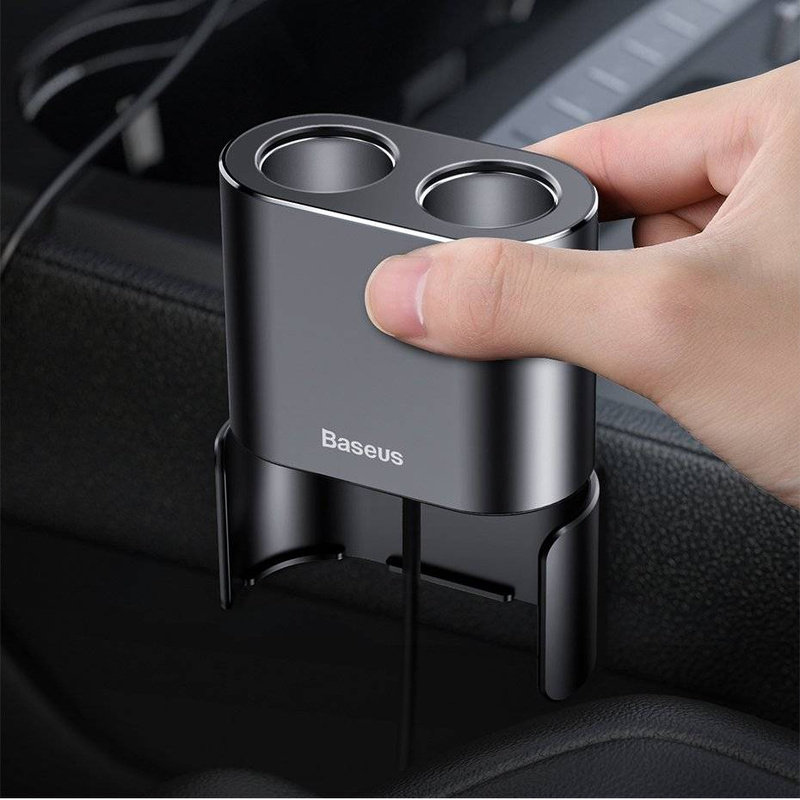 Baseus ładowarka samochodowa 2x USB 3.1A (17W) + 2x gniazdo zapalniczki (80W) czarny (CRDYQ-01)