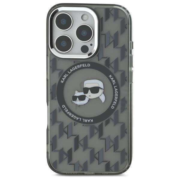 Karl Lagerfeld nakładka do iPhone 16 Pro 6,3" KLHMP16LHMCKMHK czarna Hardcase IML Monogram Karl&Choupette Head MagSafe