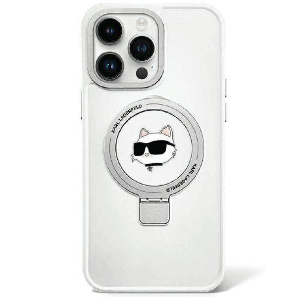Karl Lagerfeld KLHMP15XHMRSCHH iPhone 15 Pro Max 6,7&quot; weiß/weiß Hardcase Ring Stand Choupette Head MagSafe
